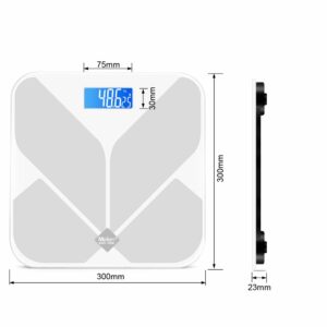 High Precision Digital Bathroom Weight Scale with Round Edge Tempered Glass Platform and Large Backlit LCD & 1-Year Warranty - Grey - Image 2