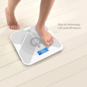 High Precision Digital Bathroom Weight Scale with Round Edge Tempered Glass Platform and Large Backlit LCD & 1-Year Warranty - Grey - Image 8