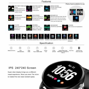 V11 Bluetooth 4.0 1.3" IPS Tempered Glass Heart Rate Blood Pressure Oxygen Monitor Multi-Sport Mode Men Women Smartwatch for iOS Android - Image 12